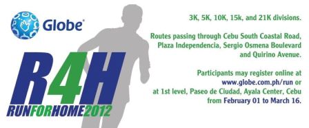 Globe Run for Home Cebu - Registration, Race Route, Map, Singlet, Medal, Shirt