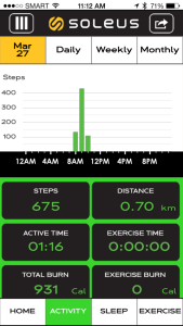 Soleus Go iPhone App - Activity