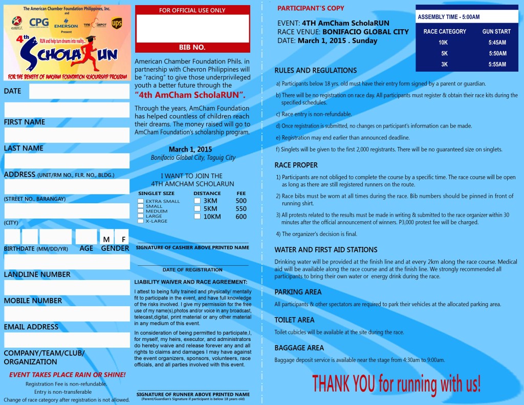 AmCham ScholaRUN 2015 registration