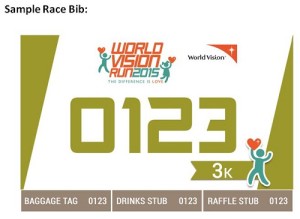 World Vision Run 2015 Race Bib