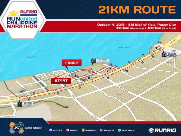 Run United Philippine Marathon 2015 21K Map