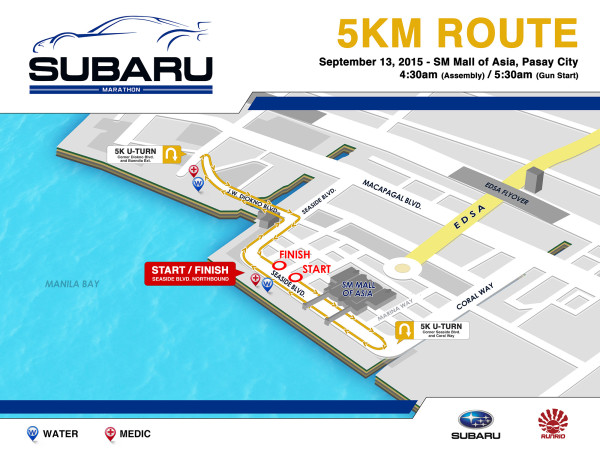 SUBARU MARATHON ROUTE MAP 5K