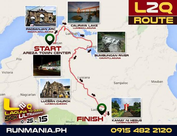 Laguna to Quezon 50K Ultra Marathon 2015 Route