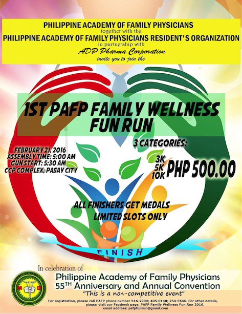 1st PAFP Family Wellness Fun Run 2016 Poster