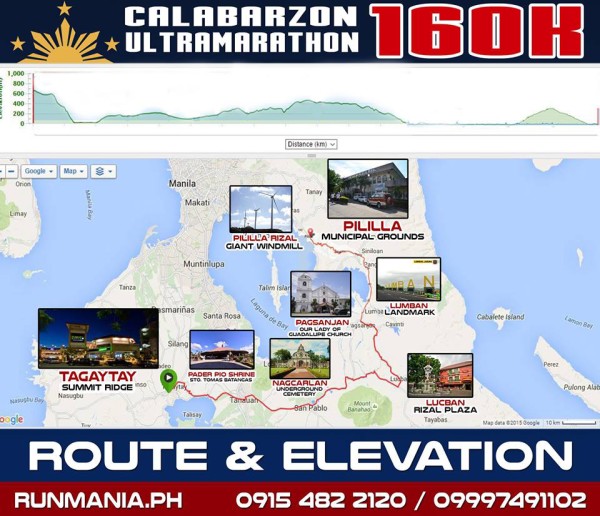 Calabarzon 160K Ultra Marathon 2016 Route
