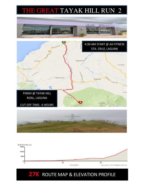 The Great Tayak Hill Run 2 2016 27K Map