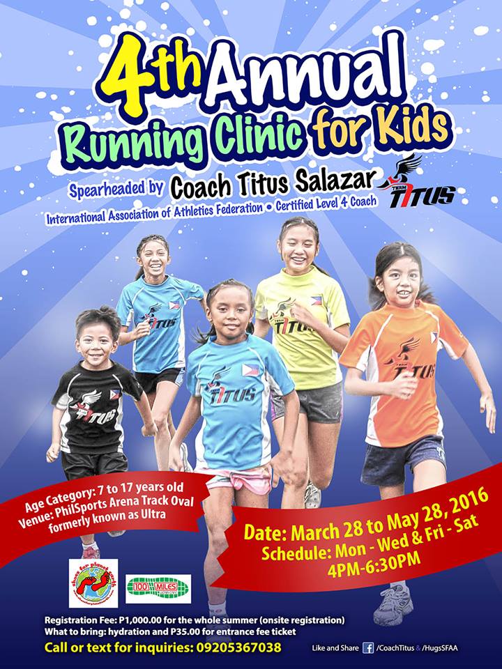 4th Annual Running Clinic for Kids 2016 Poster