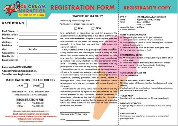 Ice Cream Marathon 2016 Reg Form