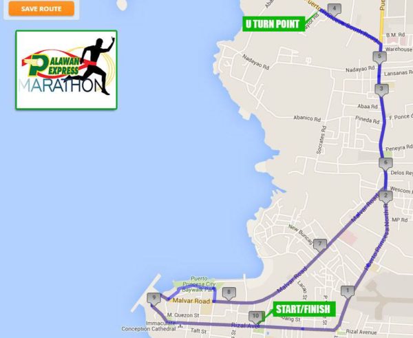 Palawan Express Marathon 2016 10K Route