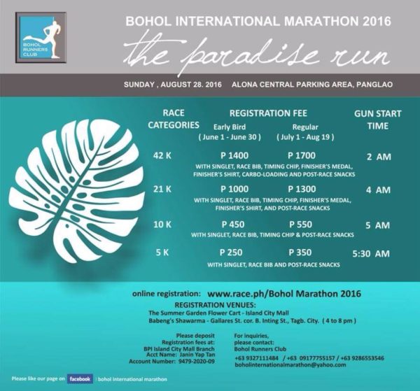 Bohol International Marathon 2016 Paradise Run Poster