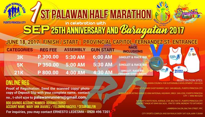 1st Palawan Half Marathon 2017 Poster