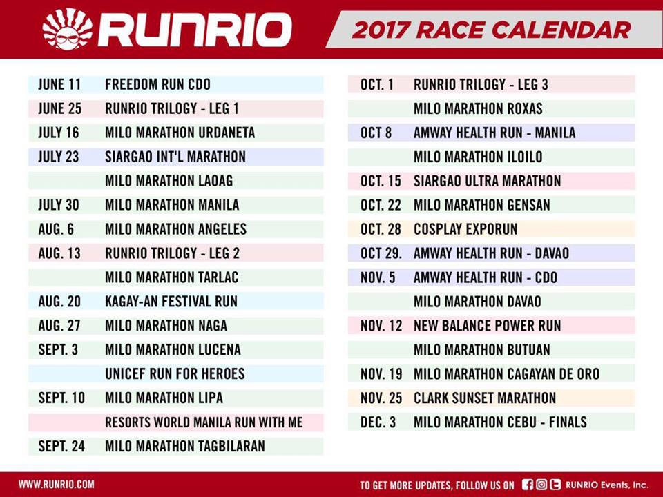 RunRio Events 2017 Calendar of Races