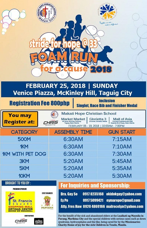 Stride for Hope @ 33 Foam Run for a Cause 2018 Poster