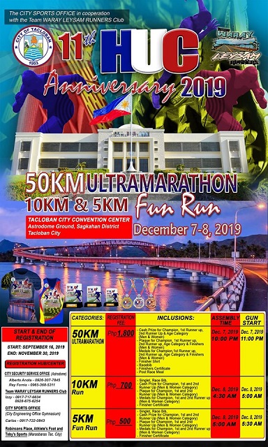 11th Tacloban City HUC Anniversary Run 2019